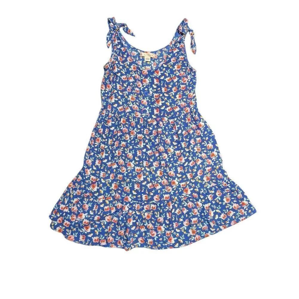 BOG Collective Mini Dress Bold Floral Print Lace Detail Adjustable Straps  Women